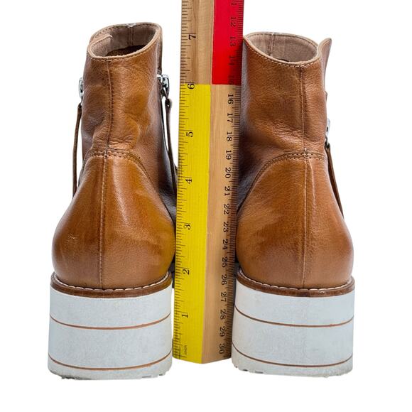 Silent D Nene Boot SZ 38 7 Womens Tan Leather Double Zip Platform Sneaker Bootie - Picture 6 of 12